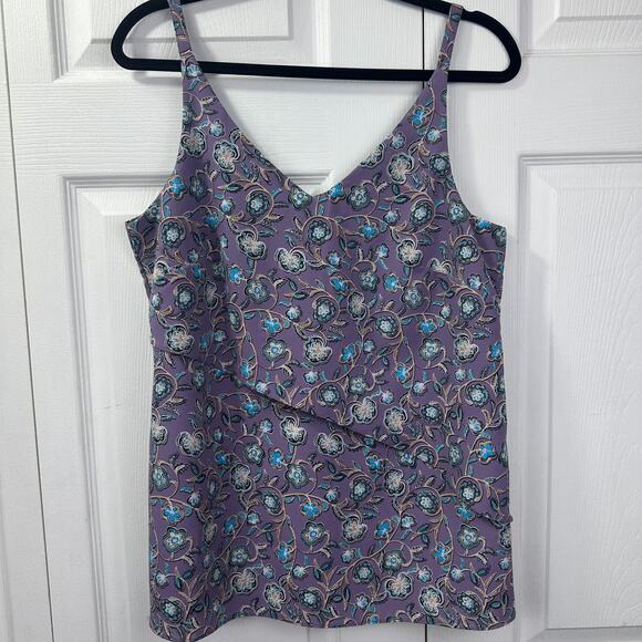 CAbi #3453 Floral Print Scrollwork Cami Top Sz Small Purple Dainty Whimsy Girly - Picture 1 of 14